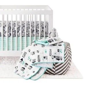 Oh Joy 4 Pc Crib Bedding Set CITY Multi MINT NAVY WHITE BABY NURSERY‎ (New)